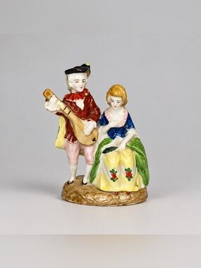 Occupied Japan Ceramic Porcelain Victorian Couple Playing Music Figurine 2/$25